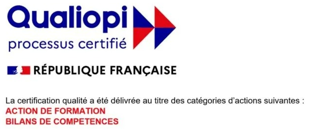 Logo Qualiopi, processus certifié, République française